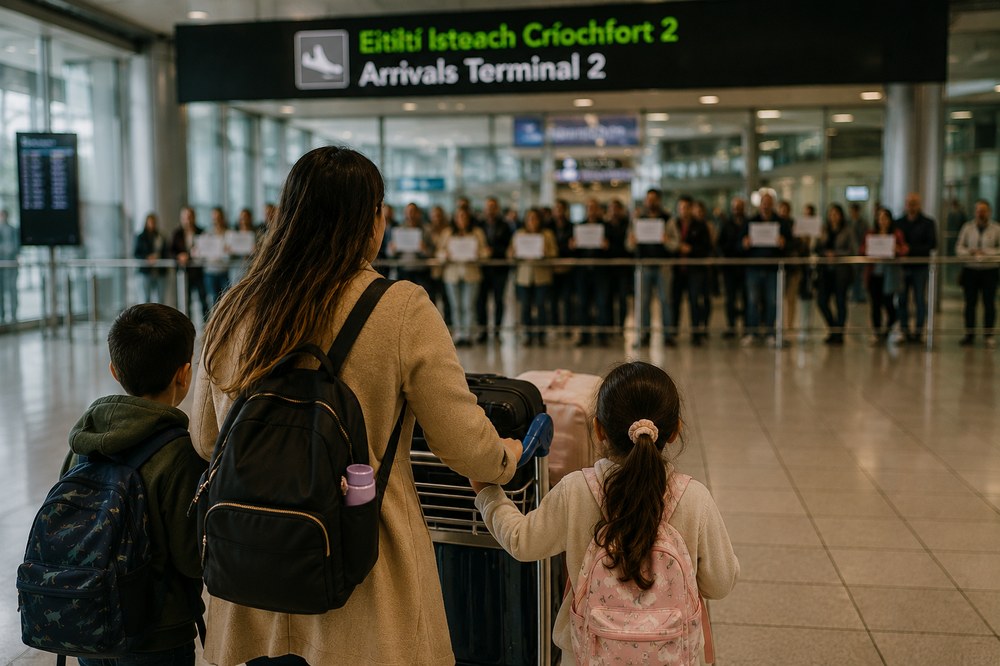 Family reuniting at an Irish airport under a Category B or Category C family reunification visa